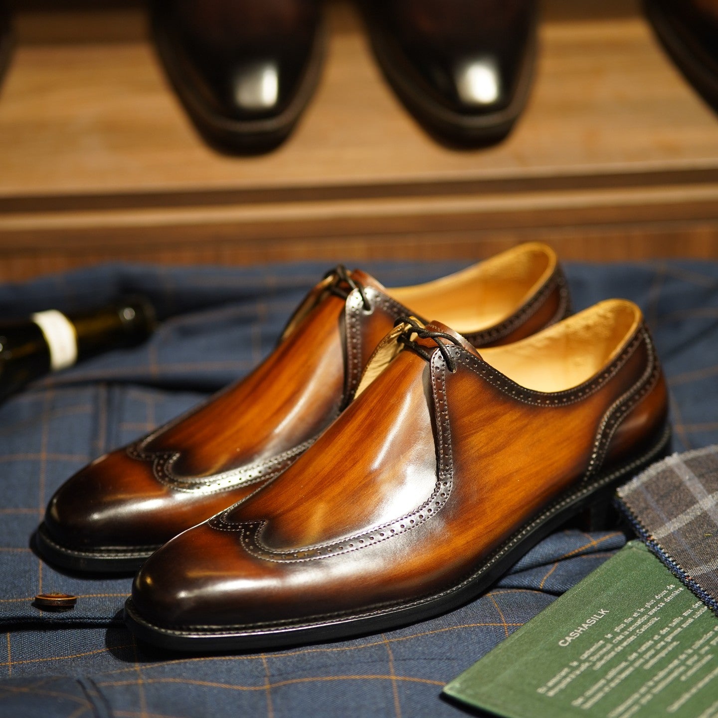 Brown handcrafted derby shoes