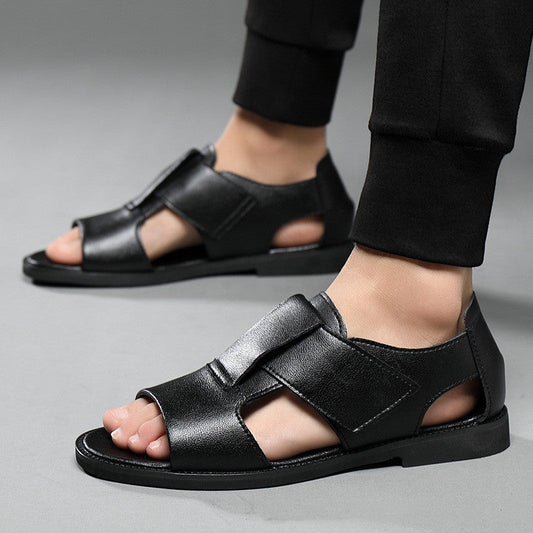 Roman sandals open toe trend breathable leather casual beach shoes