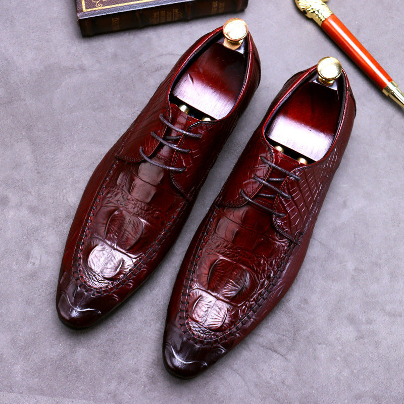 Vintage Men's Leather Business Crocodile Trendy Suit Dress Shoes