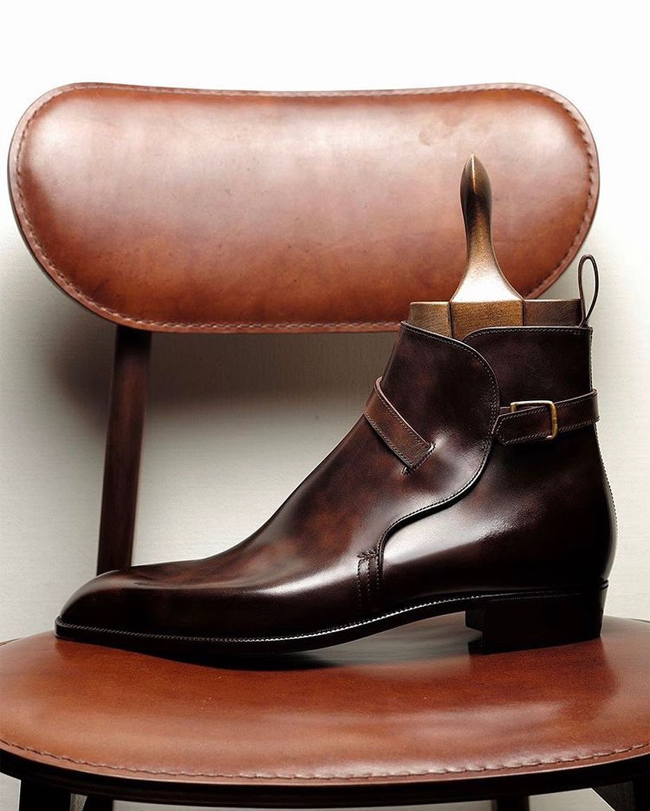 Brown Cross Buckle Anckle Boots for Men