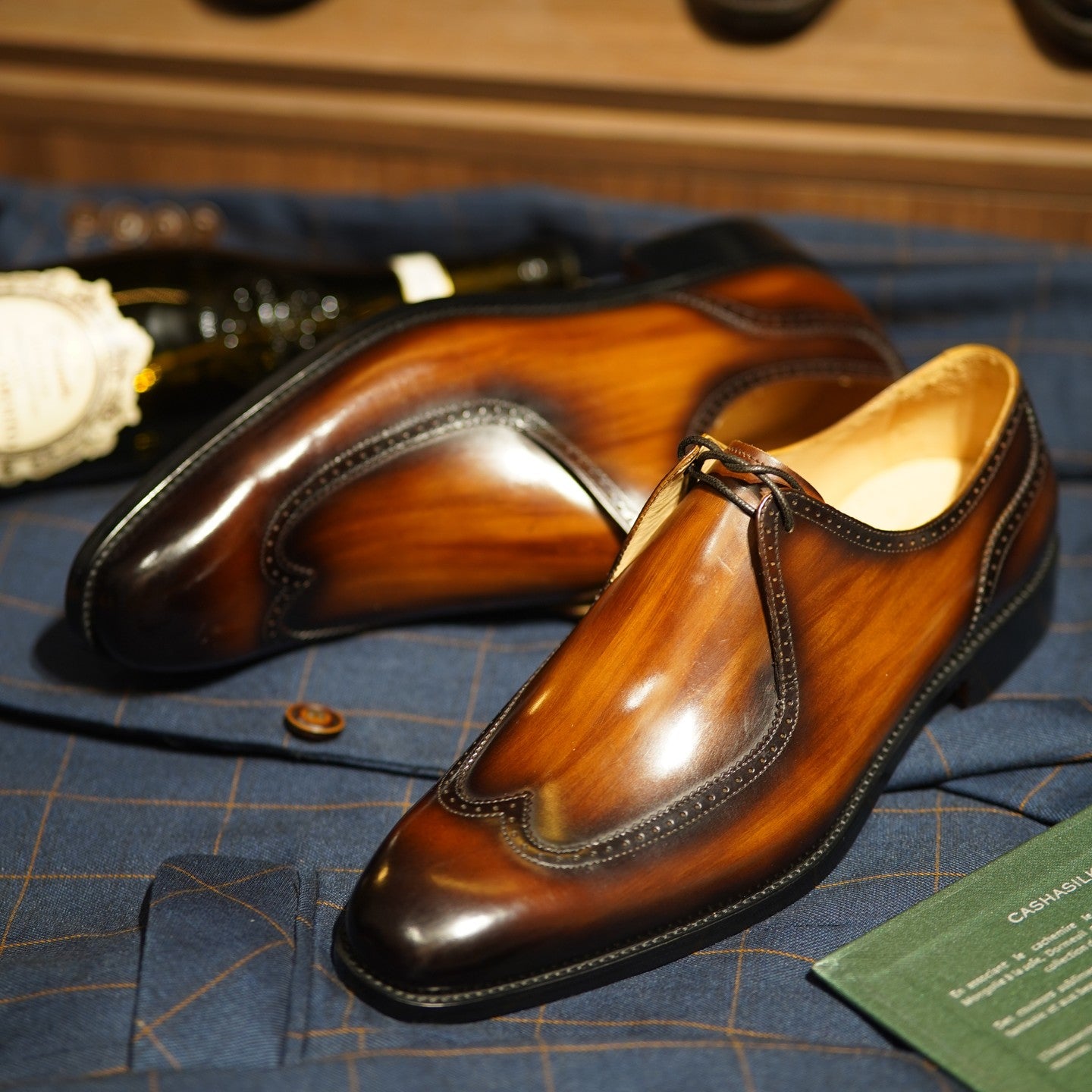 Brown handcrafted derby shoes