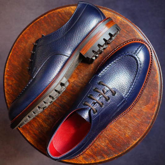 Classic Style Blue Men Derby Shoes