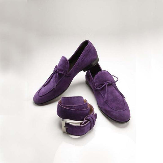 Purple Suede Handmade Breathable Men's Loafers