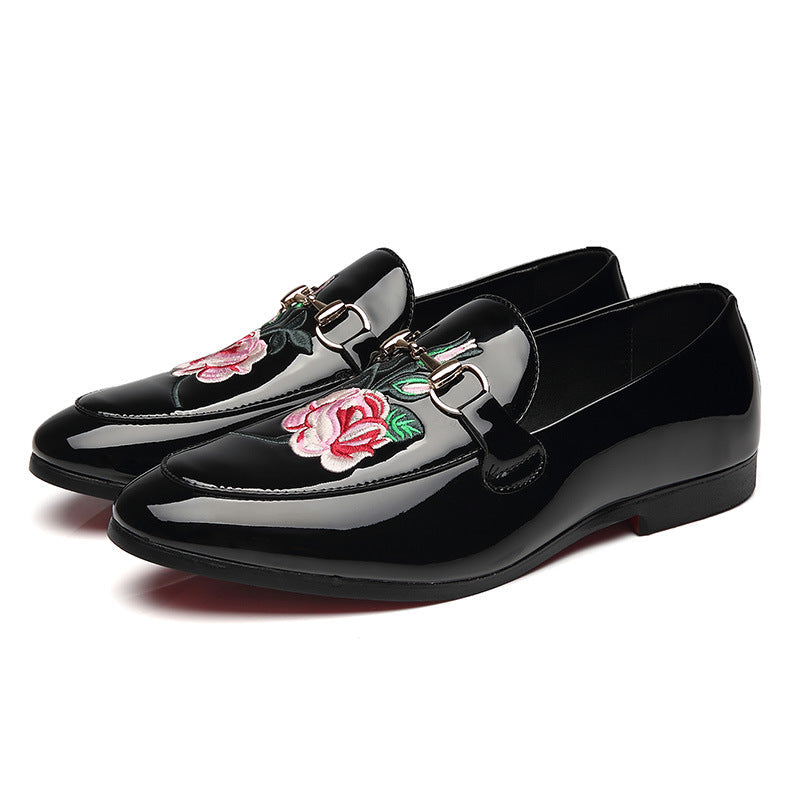 Black Patent Leather Men's Slip On Shoes Loafer