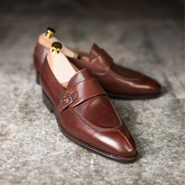 Monk strap burgundy shoes