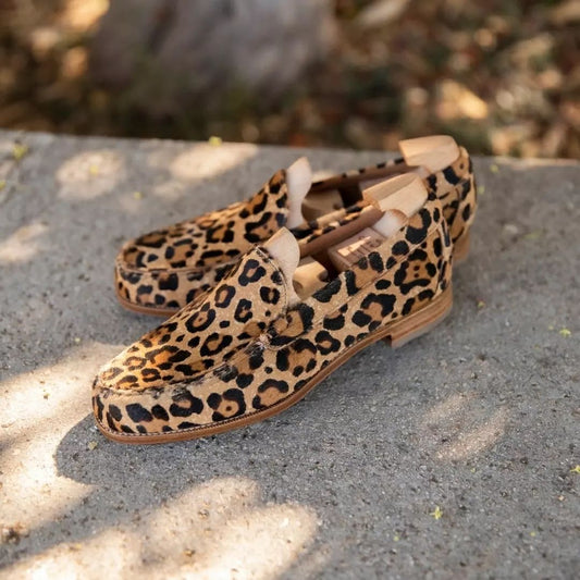 Leopard-print suede loafers