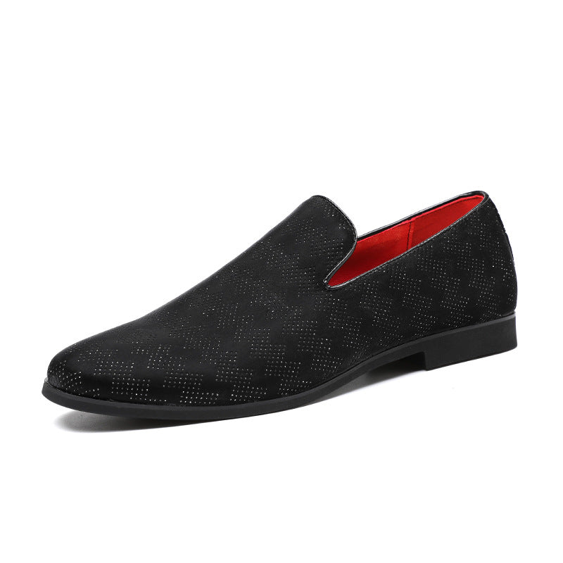 Suede Shiny Black Slip On Shoes