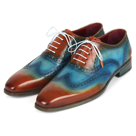 Men's Wingtip Oxford Shoes Turquoise & Tobacco