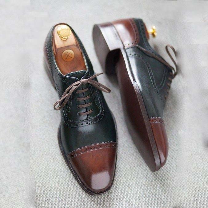 Black and Wine Red Splicing Lace Up Men's Dress Shoes