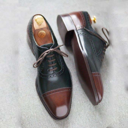 Black and Wine Red Splicing Lace Up Men's Dress Shoes