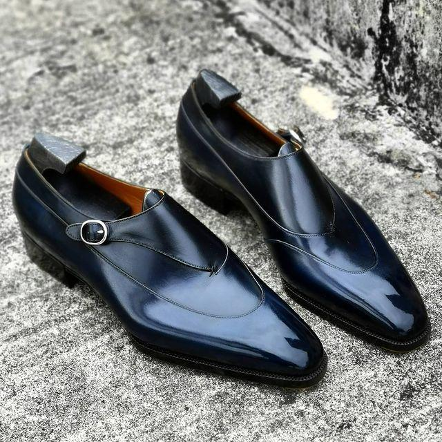 Men's new all-match black monk shoes