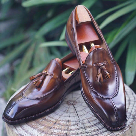 Brown Tassels Decorated Breathable Men's Loafers