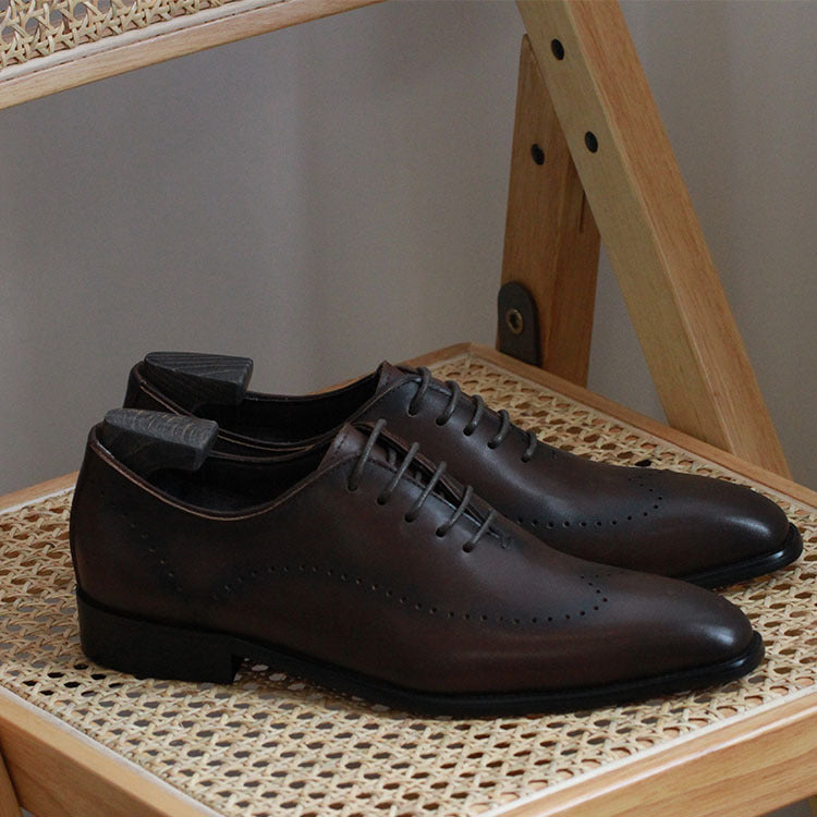 Higher Quality Men's Italian one-piece leather handmade business shoes